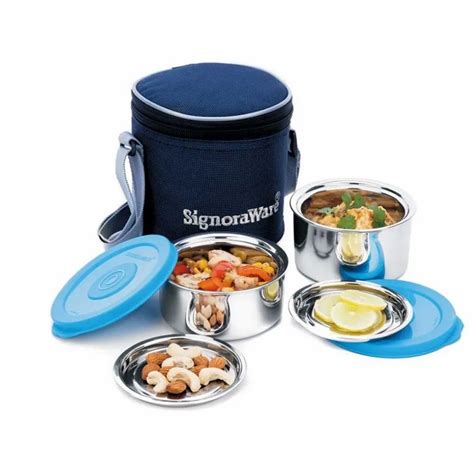 signoraware executive steel small lunch box|vaccum insulated lunch box.